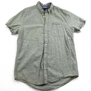 Tommy Hilfiger Green Linen Blend Button Up Shirt Men’s Size L